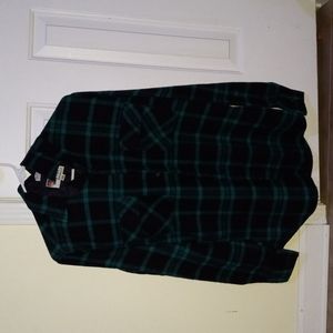 Trading Co. Button Down, Size M, Green/Black Plaid